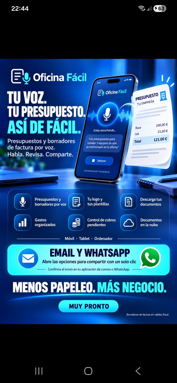 Ilustración de presupuestos por voz, plantillas, gastos, cobros y documentos en la nube